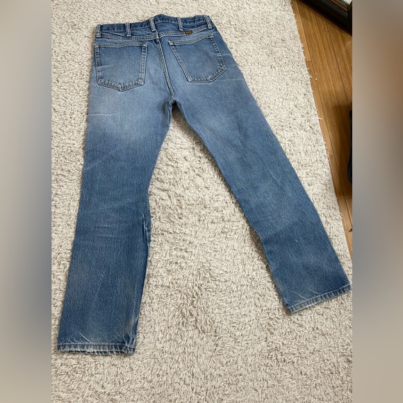 Mens Rustlers distressed W33 L32 blue denim jeans FADED - Picture 7 of 7